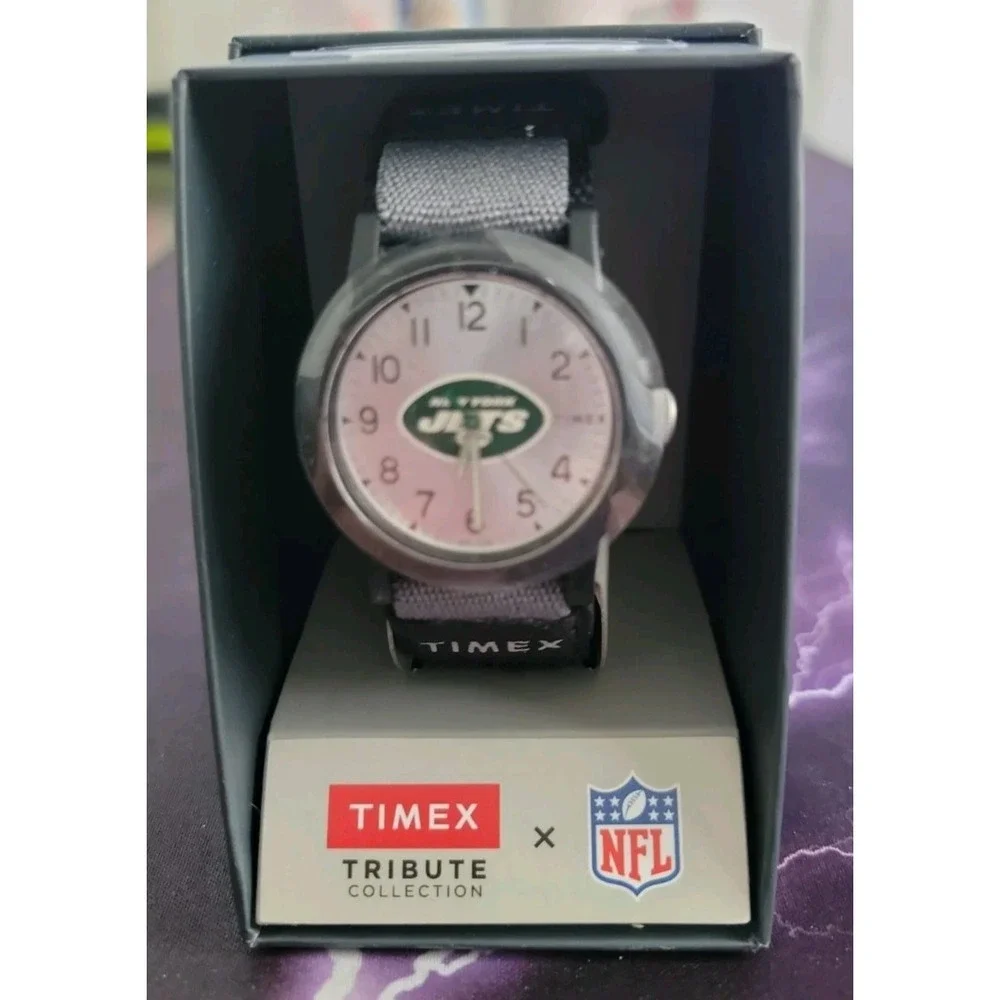 Timex x NFL  Tribute Youth Recruit Watch New York Jets Water Res New in Box!